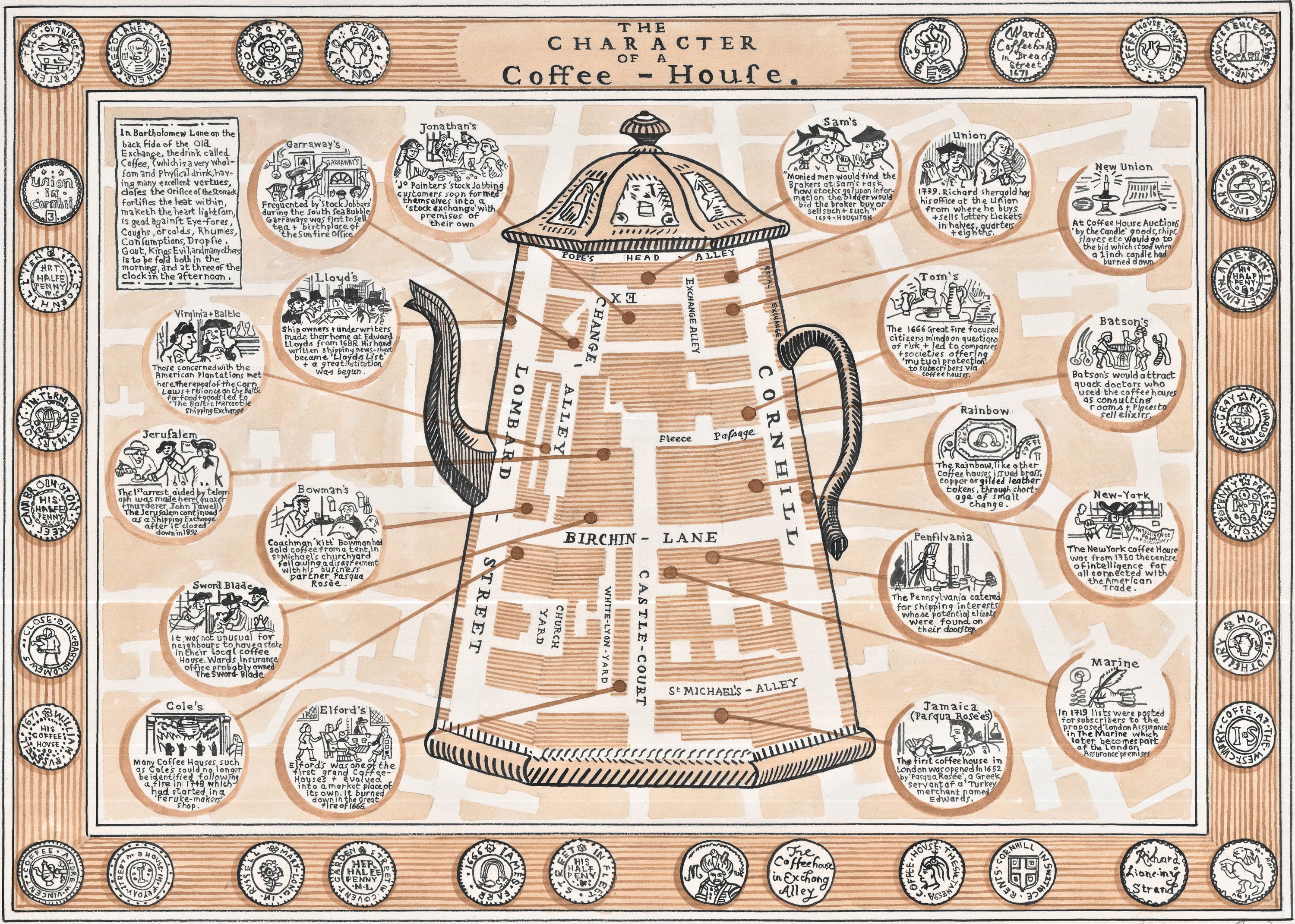 17 18. századi londoni kávéházak térképe