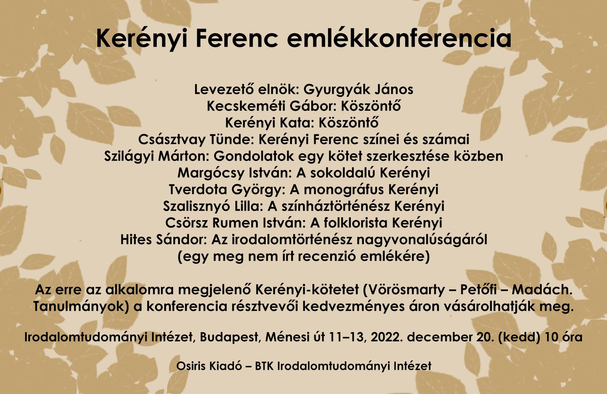 Konferencia Kerényi Ferenc emlékére